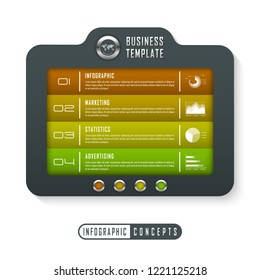 Vector infographics template for chart, diagram, web design, presentation, workflow layout. Business concept with 4 options, parts, steps or processes