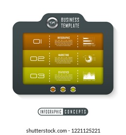Vector infographics template for chart, diagram, web design, presentation, workflow layout. Business concept with 3 options, parts, steps or processes