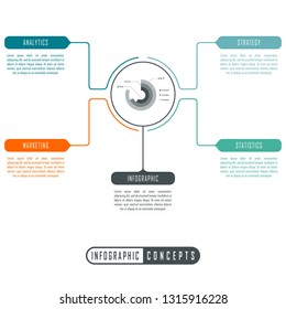 Vector infographics template for chart, diagram, web design, presentation, workflow layout. Business concept with 5 options, parts, steps or processes