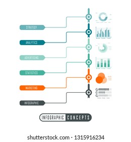 Vector infographics template for chart, diagram, web design, presentation, workflow layout. Business concept with 6 options, parts, steps or processes