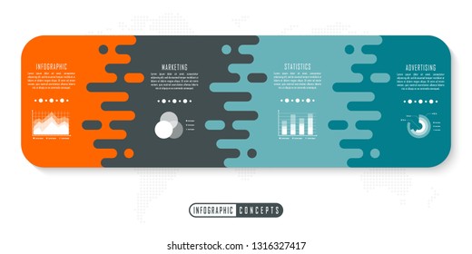 Vector infographics template for chart, diagram, web design, presentation, workflow layout. Business concept with 4 options, parts, steps or processes