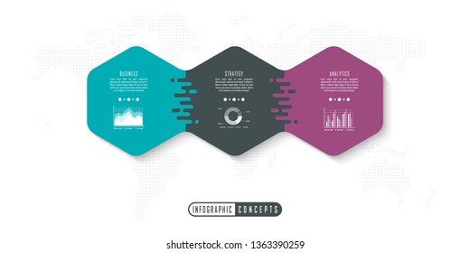 Vector infographics template for chart, diagram, web design, presentation, workflow layout. Business concept with 3 options, parts, steps or processes