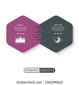 Vector infographics template for chart, diagram, web design, presentation, workflow layout. Business concept with 2 options, parts, steps or processes