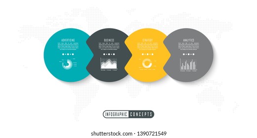 Vector infographics template for chart, diagram, web design, presentation, workflow layout. Business concept with 4 options, parts, steps or processes