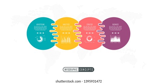 Vector infographics template for chart, diagram, web design, presentation, workflow layout. Business concept with 4 options, parts, steps or processes