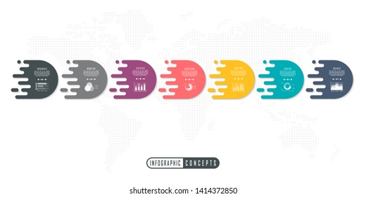 Vector infographics template for chart, diagram, web design, presentation, workflow layout. Business concept with 7 options, parts, steps or processes