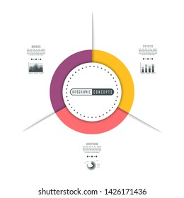 Vector infographics template for chart, diagram, web design, presentation, workflow layout. Business concept with 3 options, parts, steps or processes