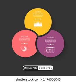 Vector infographics template for chart, diagram, web design, presentation, workflow layout. Business concept with 3 options, parts, steps or processes