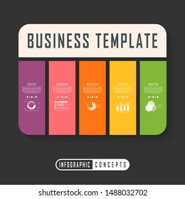 Vector infographics template for chart, diagram, web design, presentation, workflow layout. Business concept with 5 options, parts, steps or processes