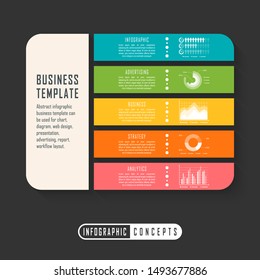 Vector infographics template for chart, diagram, web design, presentation, workflow layout. Business concept with 5 options, parts, steps or processes
