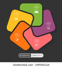 Vector infographics template for chart, diagram, web design, presentation, workflow layout. Business concept with 5 options, parts, steps or processes