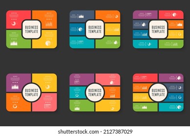 Vector infographics template for chart, diagram, web design, presentation, workflow layout. Business concept with 4, 6, 8, options, parts, steps or processes
