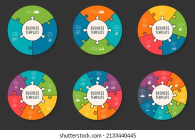 Plantilla de infografía vectorial para gráfico, diagrama, diseño web, presentación, diseño de flujo de trabajo. Concepto de negocio con 3, 4, 5, 6, 7, 8 opciones, partes, pasos o procesos