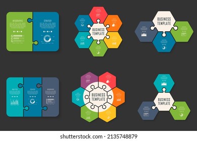 Vector infographics template for chart, diagram, web design, presentation, workflow layout. Business concept with 2, 3, 6, options, parts, steps or processes