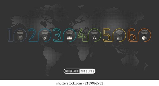 Vector infographics template for chart, diagram, web design, presentation, workflow layout. Business concept with 6 options, parts, steps or processes