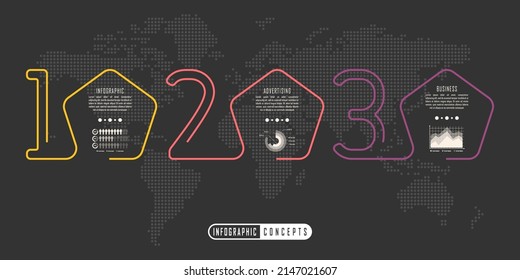 Plantilla de infografía vectorial para gráfico, diagrama, diseño web, presentación, diseño de flujo de trabajo. Concepto de negocio con 3 opciones, partes, pasos o procesos