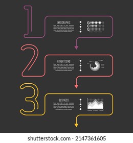 Vector infographics template for chart, diagram, web design, presentation, workflow layout. Business concept with 3 options, parts, steps or processes