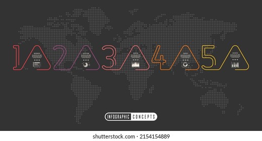 Vector infographics template for chart, diagram, web design, presentation, workflow layout. Business concept with 5 options, parts, steps or processes