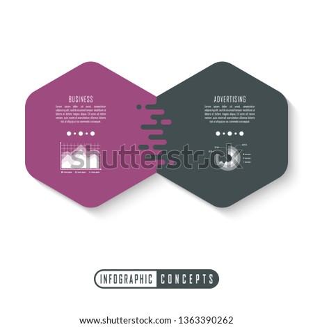 Vector infographics template for chart, diagram, web design, presentation, workflow layout. Business concept with 2 options, parts, steps or processes