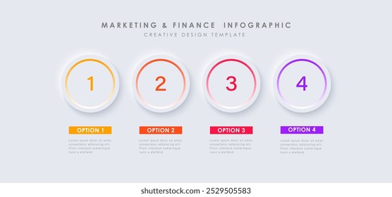Vector infographics template design. 4 steps or options. Minimalistic clean design