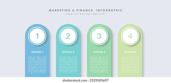 Diseño de Plantilla de infografías de Vector. 4 pasos u opciones.