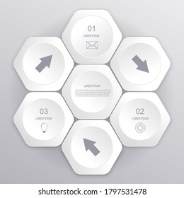Infografía vectorial. Plantilla para diagrama, gráfico, presentación y gráfico. Concepto de negocio. Antecedentes abstractos.