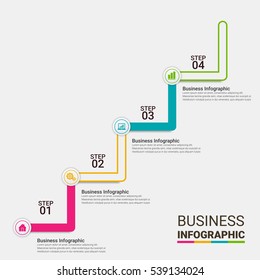 Vector infographics. Template for diagram, graph, presentation and chart. Business stairs concep, parts, steps or processes. Abstract background.