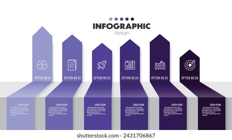Vector infographics template for diagrams, graphs, presentations and business concept charts with 6 options.