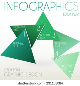 Vector infographics template with green triangles