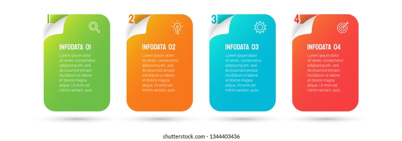 Vector infographics template. Paper label elements and marketing icons. Business concept with 4 options, steps or processes. Can be used for banner, annual report, presentation,web design,