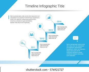 Vector infographics template with timeline, icons and blue elements on white background