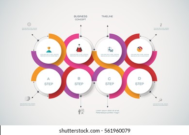 Vector infographics templates with 3D paper label, integrated circles with arrows and lines background. Blank space for content, business, infographic, diagram, infographs, flowchart, process diagram