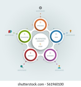Vector infographics templates with 3D paper label, integrated circles with arrows and lines background. Blank space for content, business, infographic, diagram, infographs, flowchart, process diagram