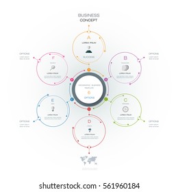 Vector infographics templates with 3D paper label, integrated circles with arrows and lines background. Blank space for content, business, infographic, diagram, infographs, flowchart, process diagram