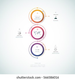 Vector infographics templates with 3D paper label, integrated circles with arrows and lines background. Blank space for content, business, infographic, diagram, infographs, flowchart, process diagram