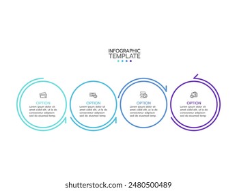 Vector infographics. Timeline with 4 steps and icons. Vector linear infographic element.