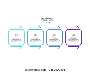 Vector infographics. Timeline with 4 steps and icons. Vector linear infographic element.
