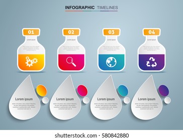 Vector infographics timeline bottle design template integrated on gray background. Blank space for content, business, diagram, flowchart, diagram, time line or steps process