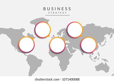 Vector infographics timeline design template with 3D paper label. Modern 3D infographic template with 5 steps. Business circle template with options for brochure, diagram, timeline, world map, web des