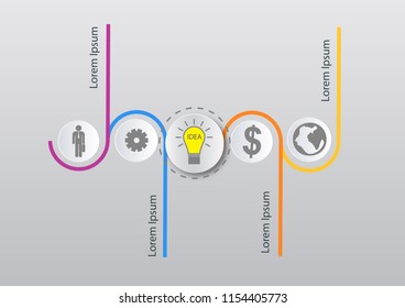 Vector infographics timeline design template with label design and icons 4 options or steps. Can be used for content, business, process infographics, diagram chart, digital network, flowchart, process