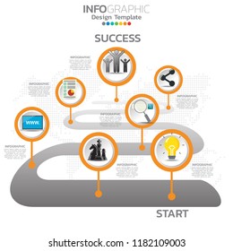 Vector infographics timeline design template with icons and text label.
