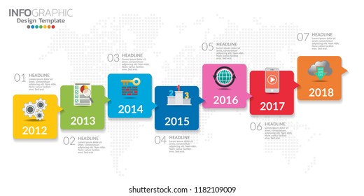 Vector infographics timeline design template with icons and text label.