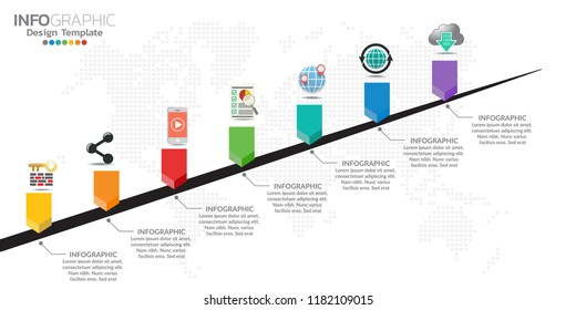 Vector infographics timeline design template with icons and text label.