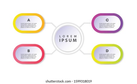 Vector infographics timeline design template with 3d paper label can be used for workflow with 4 options