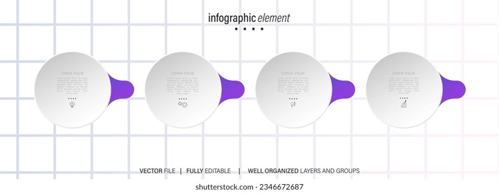 Vektor-Infografik-Timeline-Design-Vorlage mit 3D-Papieretikett, integrierte Kreishintergrund. Zeitstrahl-Infografik Design-Vektorgrafik und Marketing-Symbole.

