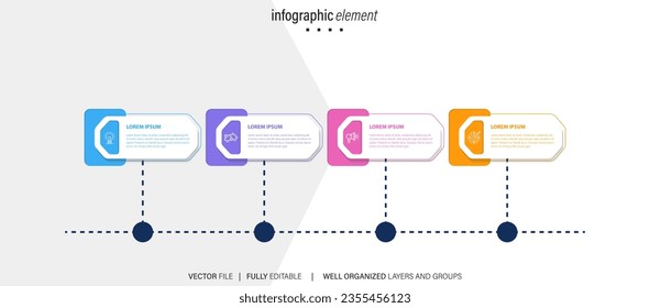 Vector infographics timeline design template with 3D paper label. Timeline infographic design vector and marketing icons.
