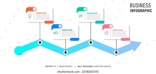 Vector infographics timeline design template with line boxes label, integrated circles background. Timeline infographic design vector and marketing icons.