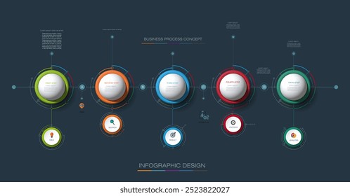 Vector infographics timeline design template with 3D paper label, integrated circles background.Time line infographic for content, business, info graph, flowchart, diagram, steps process