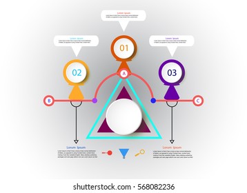 Vector infographics timeline design template with 3D paper label, integrated circles background. Blank space for content, business, infographic, diagram, flowchart, diagram, timeline or steps process.