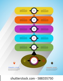 Vector infographics timeline design template for business concept and icons. Can be used for workflow layout, diagram, number options, step up options, web design, presentations with business plan.